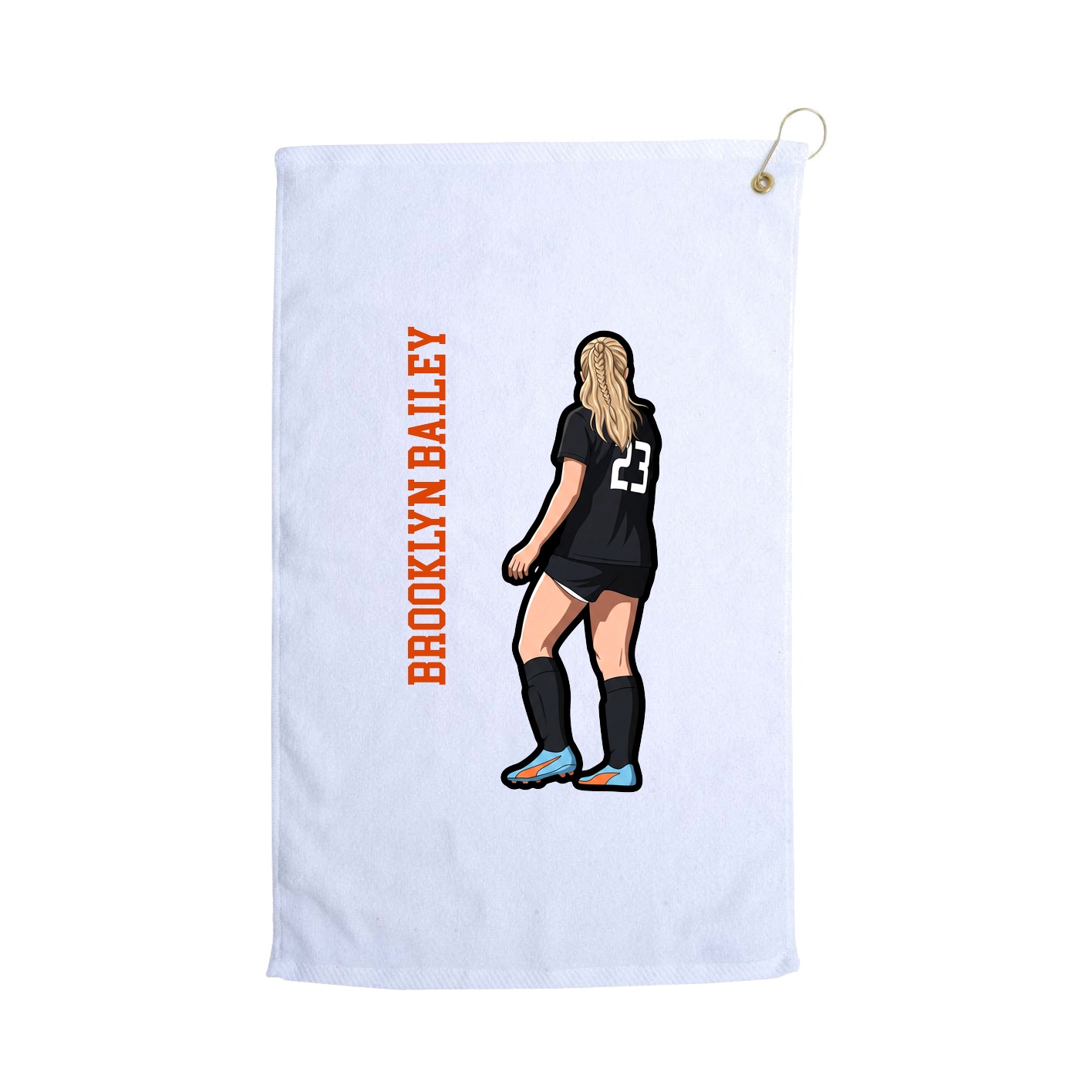 Golf Towel — Name Vertical in White