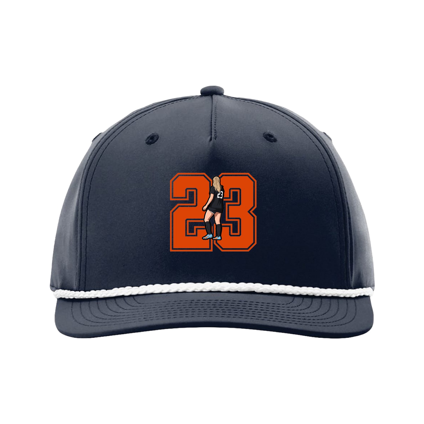 Five-Panel Classic Rope Cap — Number in Navy