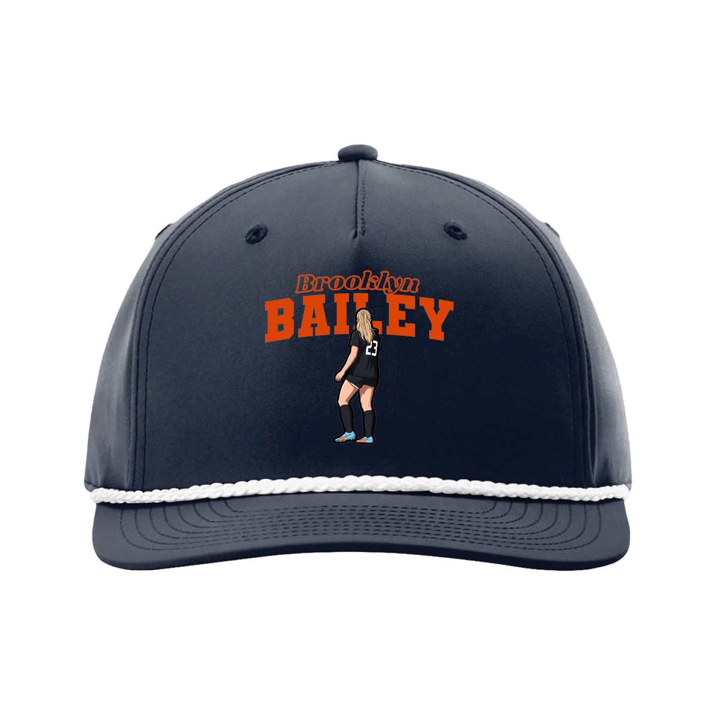Five-Panel Classic Rope Cap — Name Arch in Navy