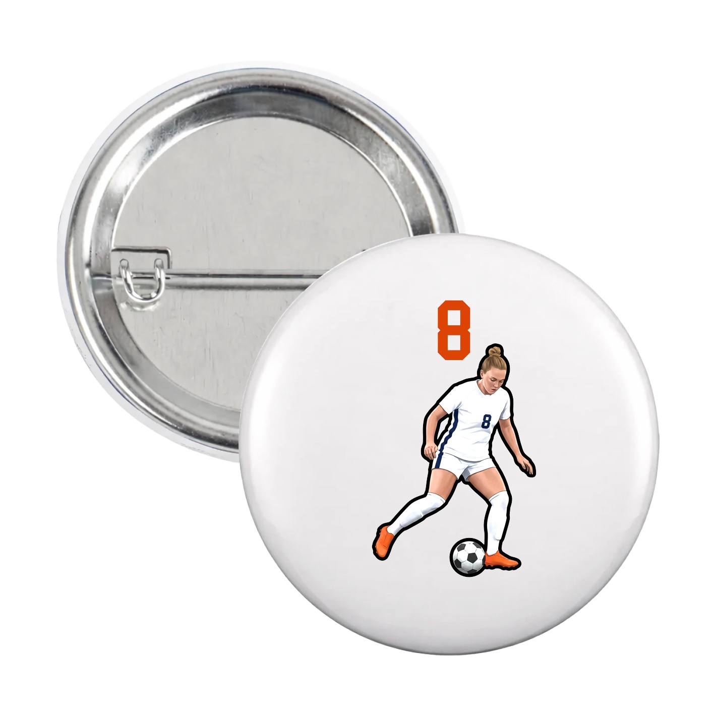 Game Day Button — Number Top in White