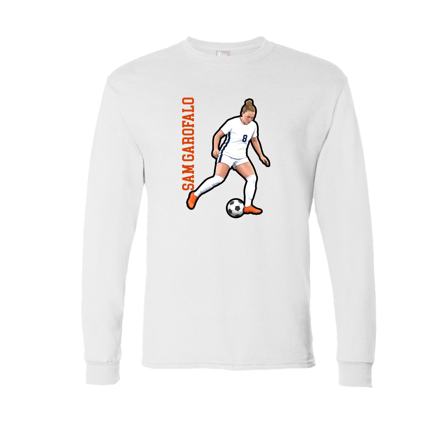 Long Sleeve Tee — Name Vertical in White