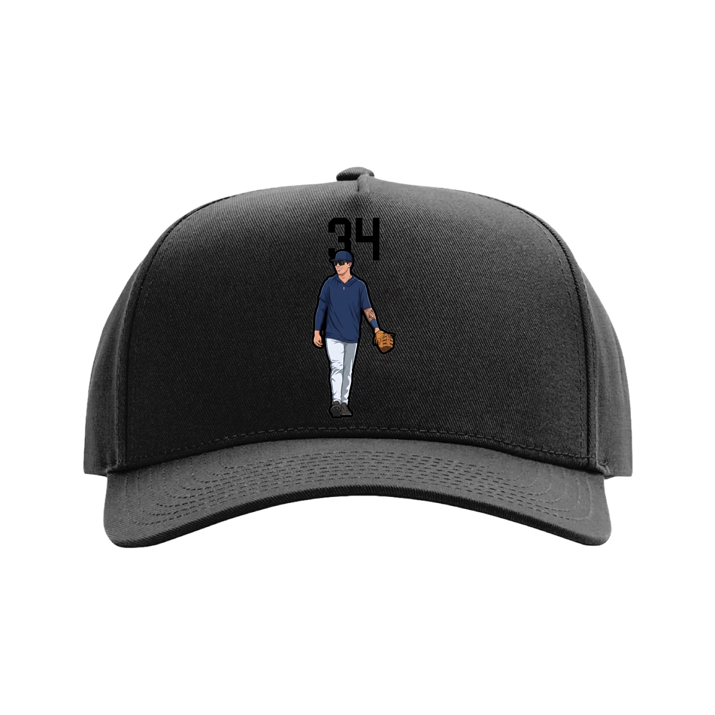 Full Fabric Five-Panel Champ Cap — Number Top in Black