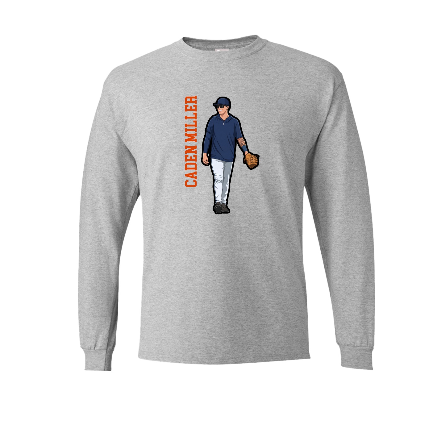 Long Sleeve Tee — Name Vertical in Grey