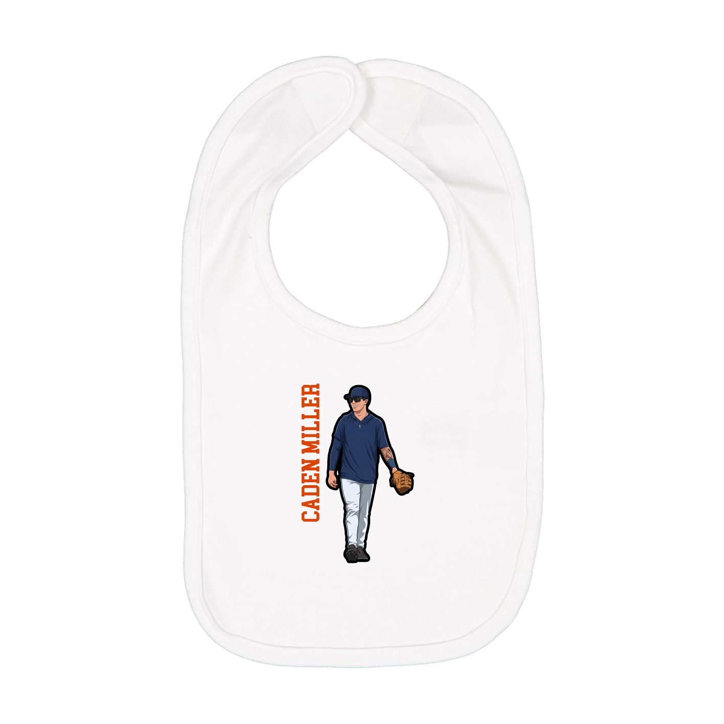 Infant Bib — Name Vertical in White