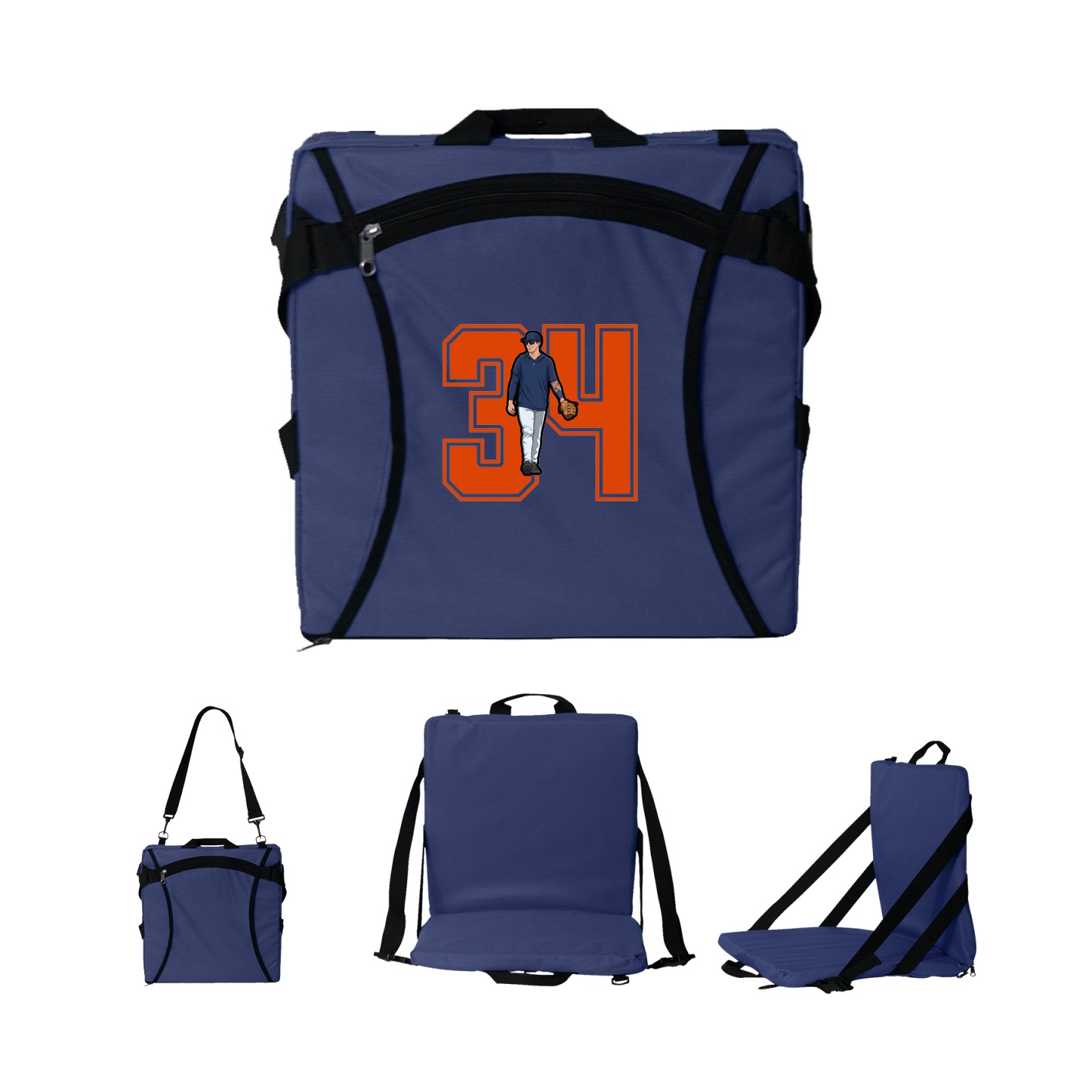 Folding Stadium Seat — Number in Navy