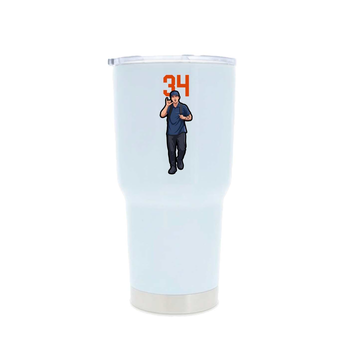 30oz Stainless Steel Tumbler — Number Top in White