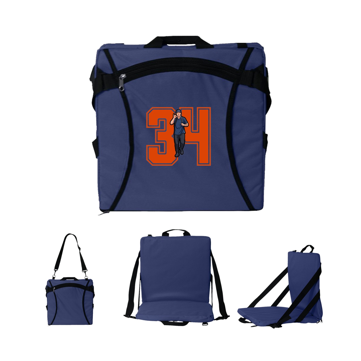 Folding Stadium Seat — Number in Navy