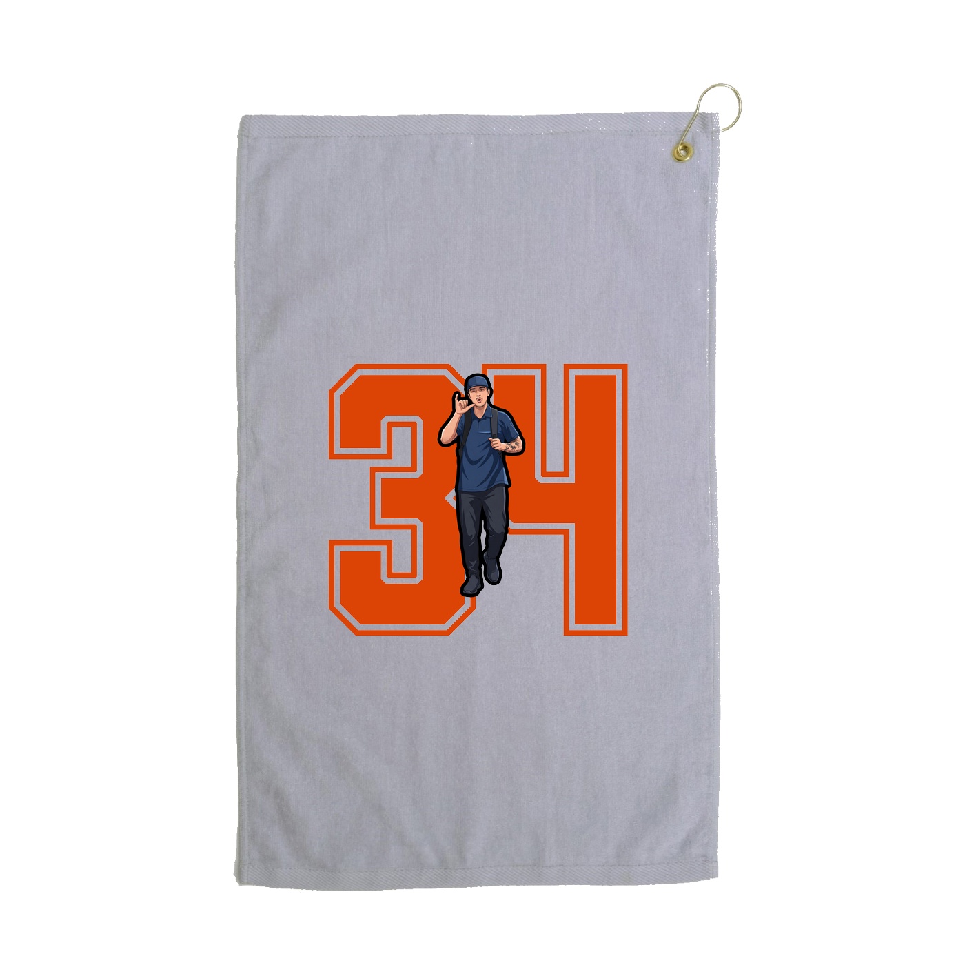 Golf Towel — Number in Grey