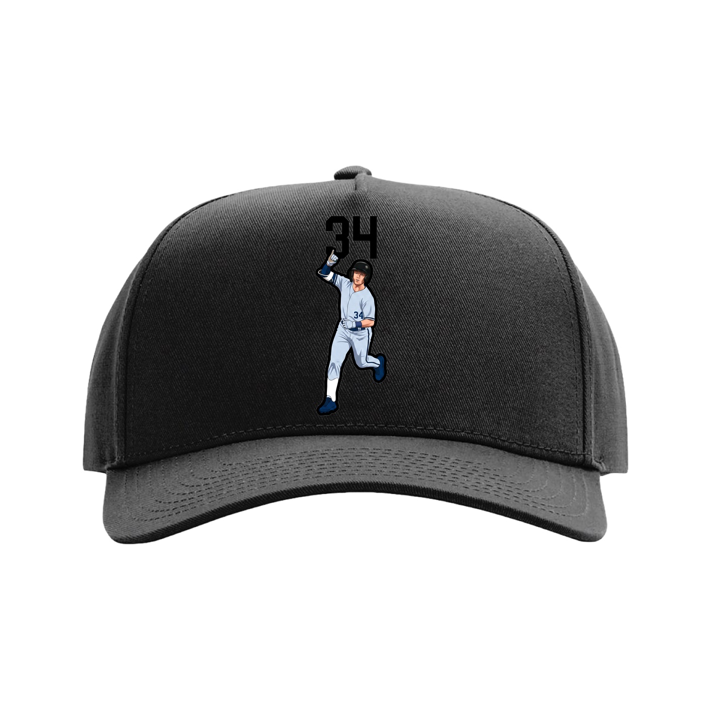 Full Fabric Five-Panel Champ Cap — Number Top in Black