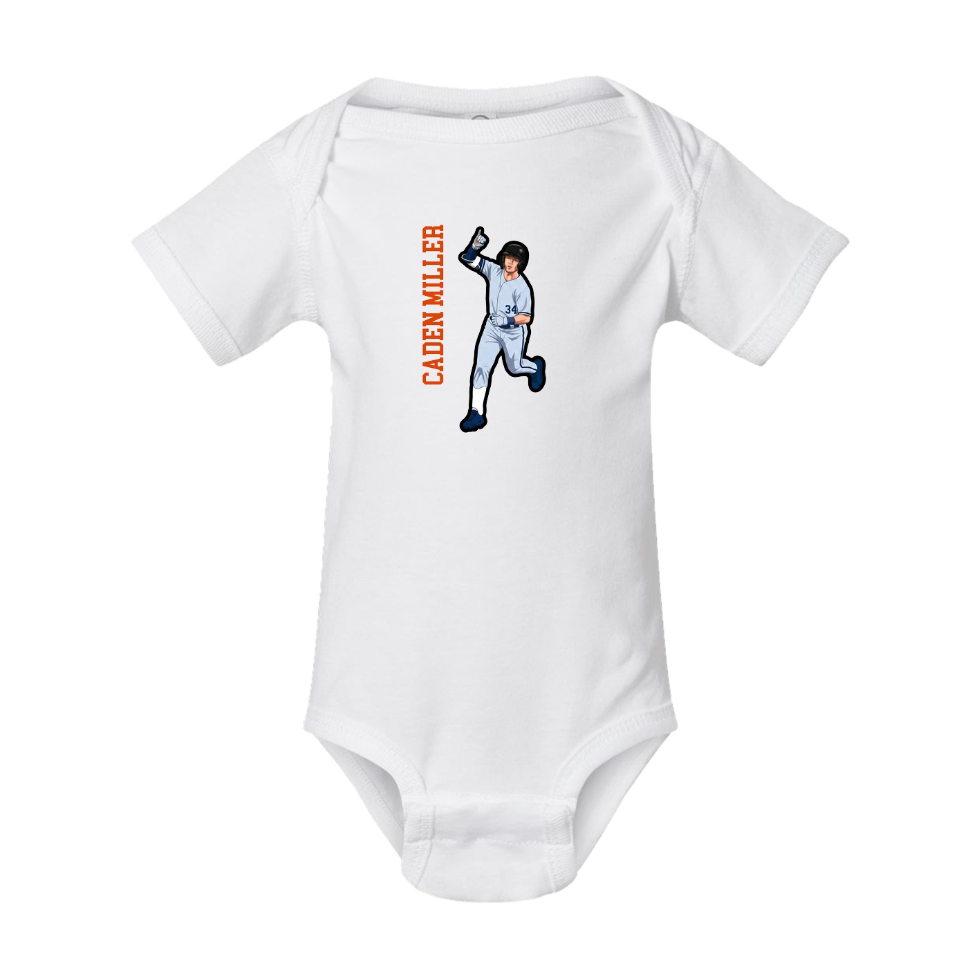 Baby Onesie — Name Vertical in White