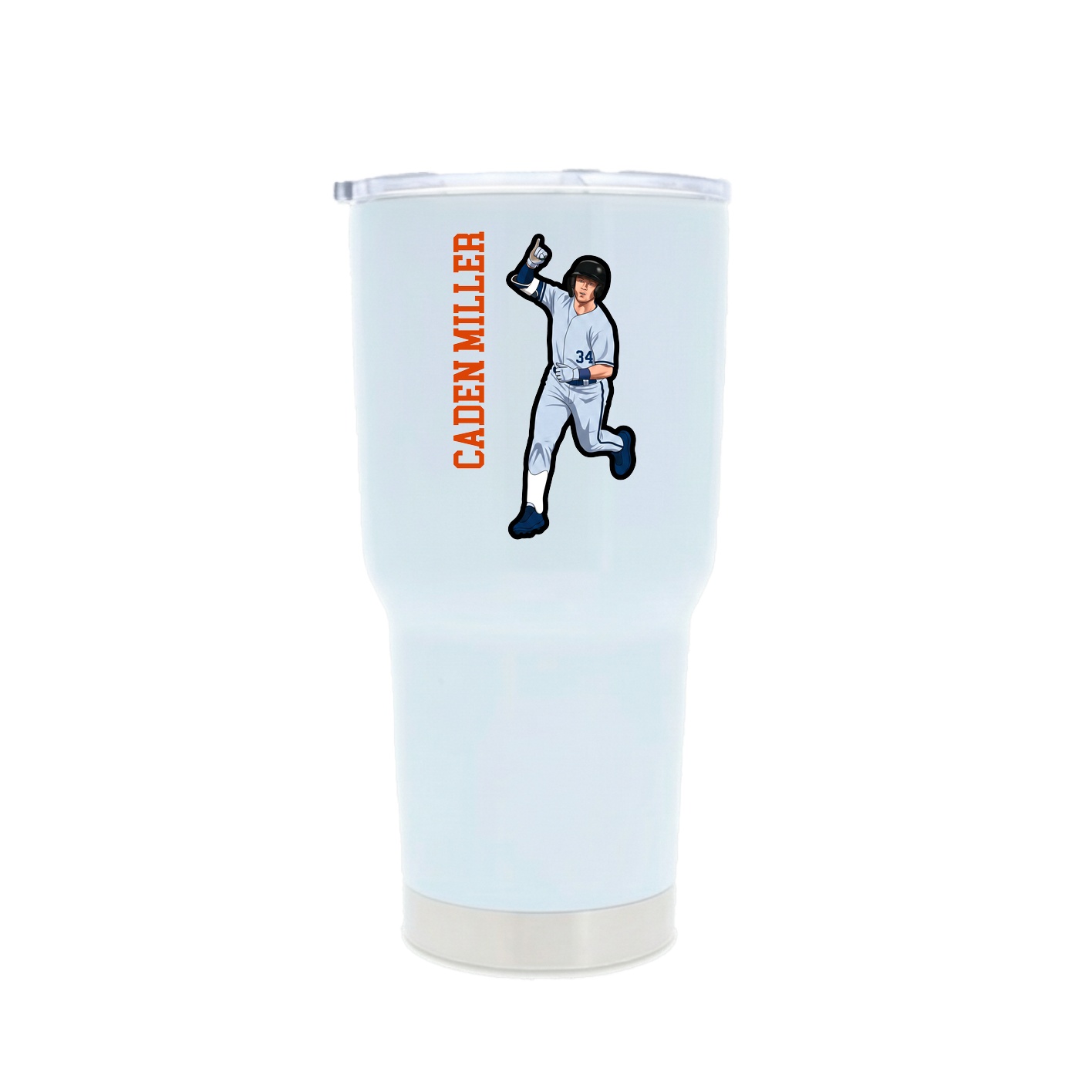 30oz Stainless Steel Tumbler — Name Vertical in White