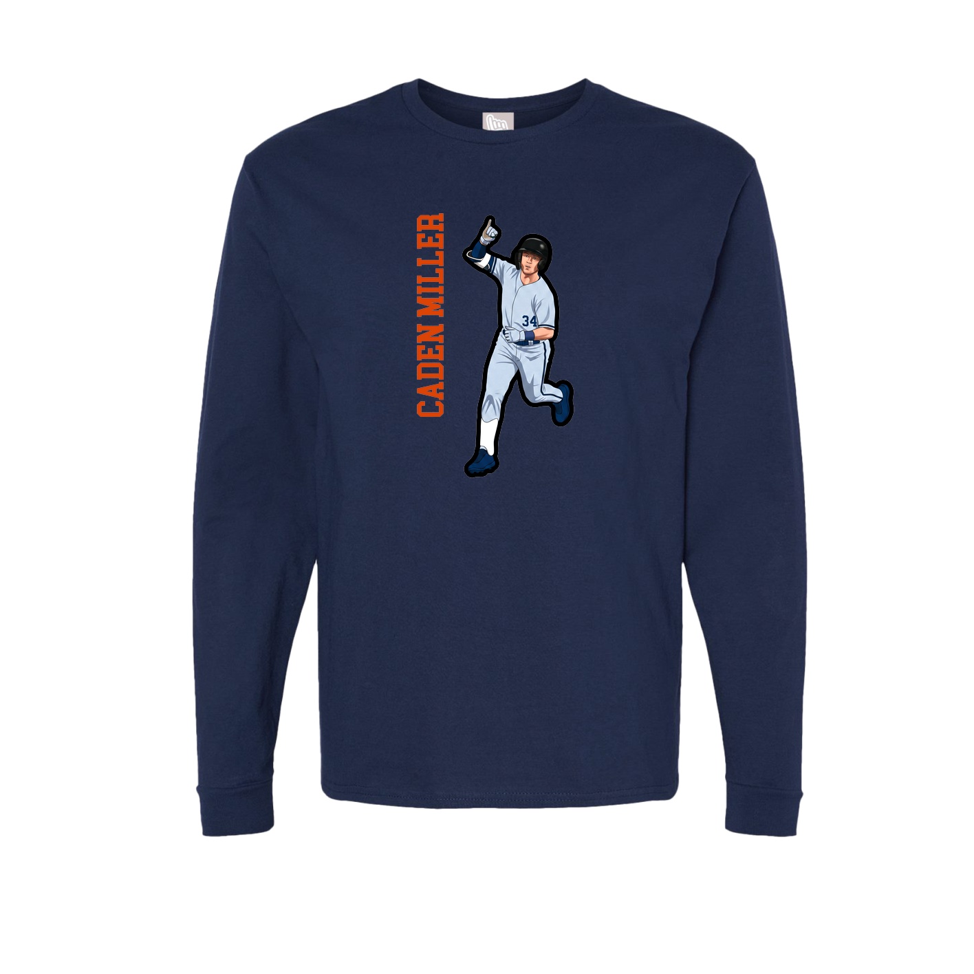 Long Sleeve Tee — Name Vertical in Navy