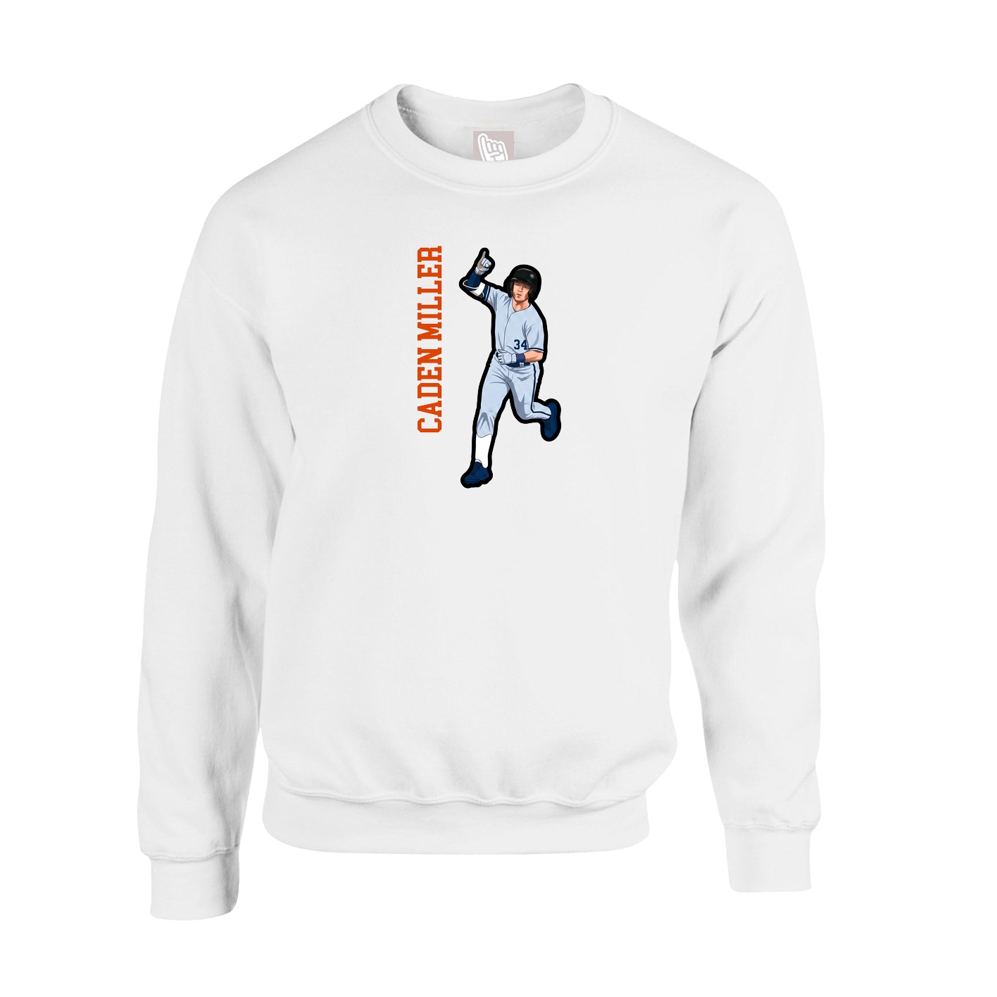 Fleece Crew — Name Vertical in White