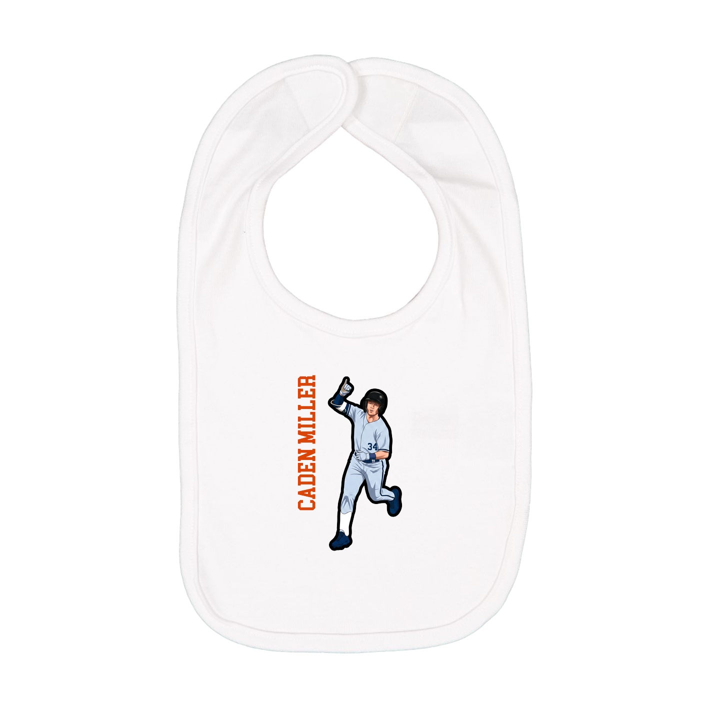 Infant Bib — Name Vertical in White