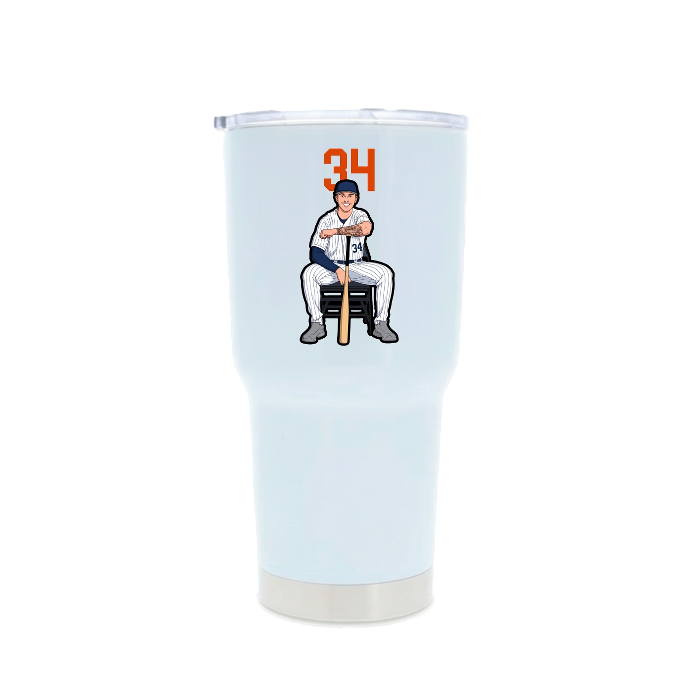 30oz Stainless Steel Tumbler — Number Top in White