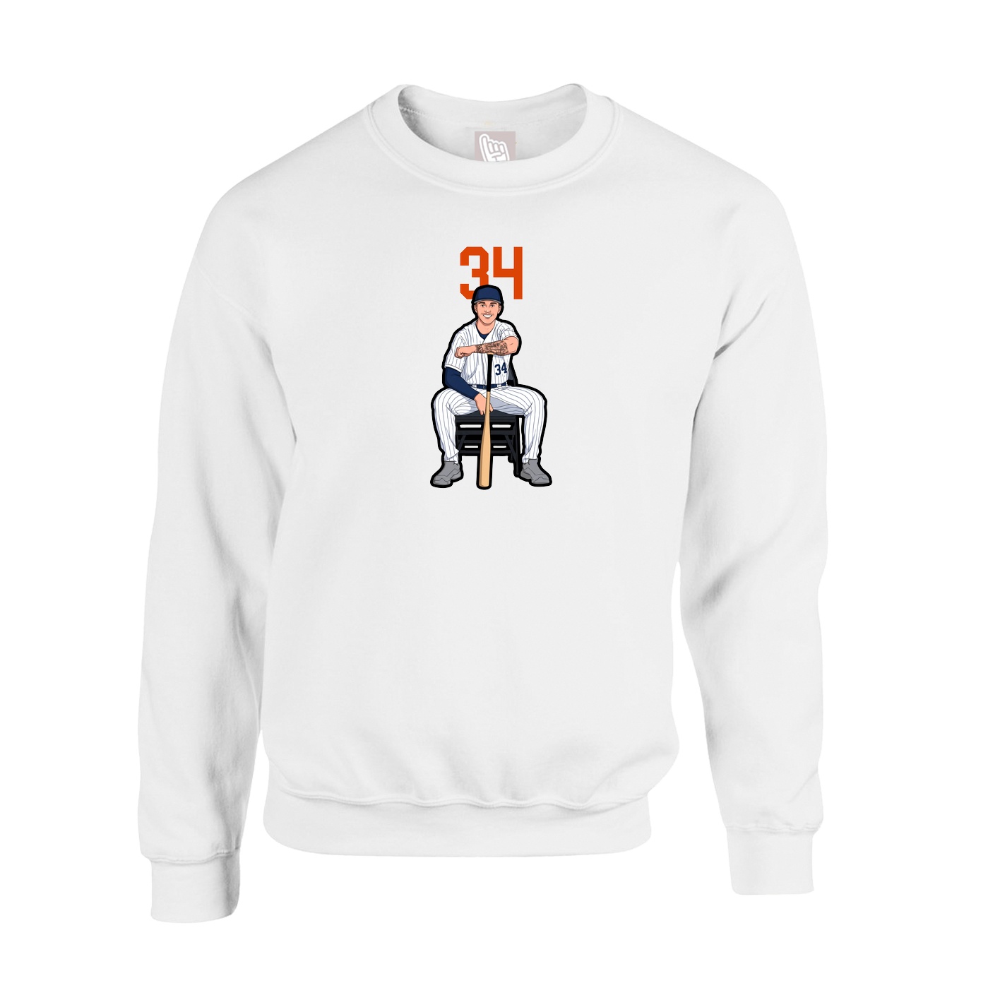 Fleece Crew — Number Top in White