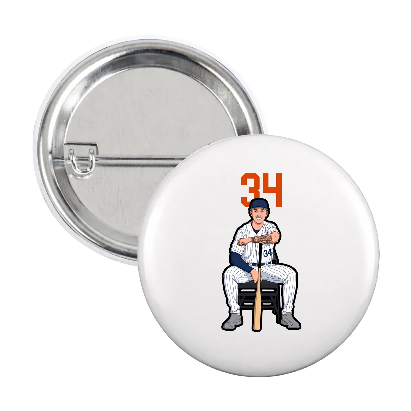 Game Day Button — Number Top in White