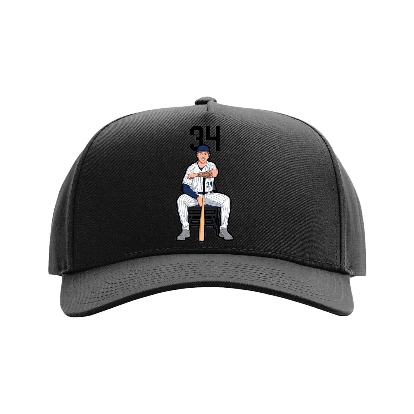 Full Fabric Five-Panel Champ Cap — Number Top in Black
