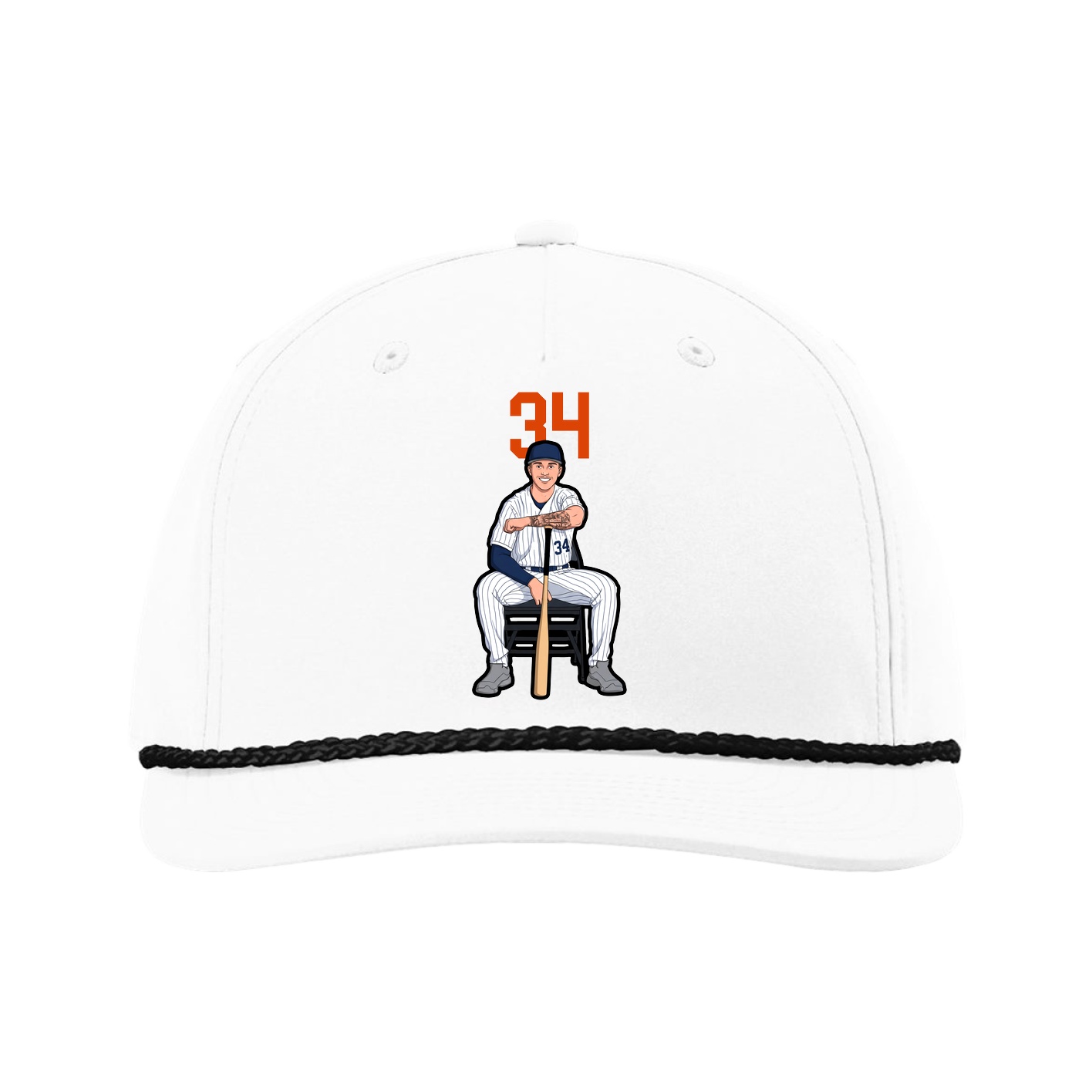 Five-Panel Classic Rope Cap — Number Top in White