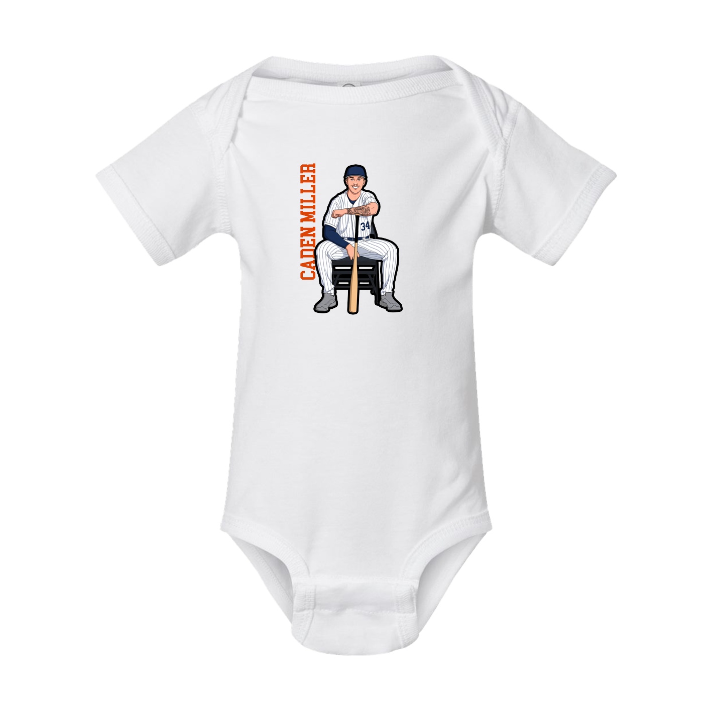 Baby Onesie — Name Vertical in White