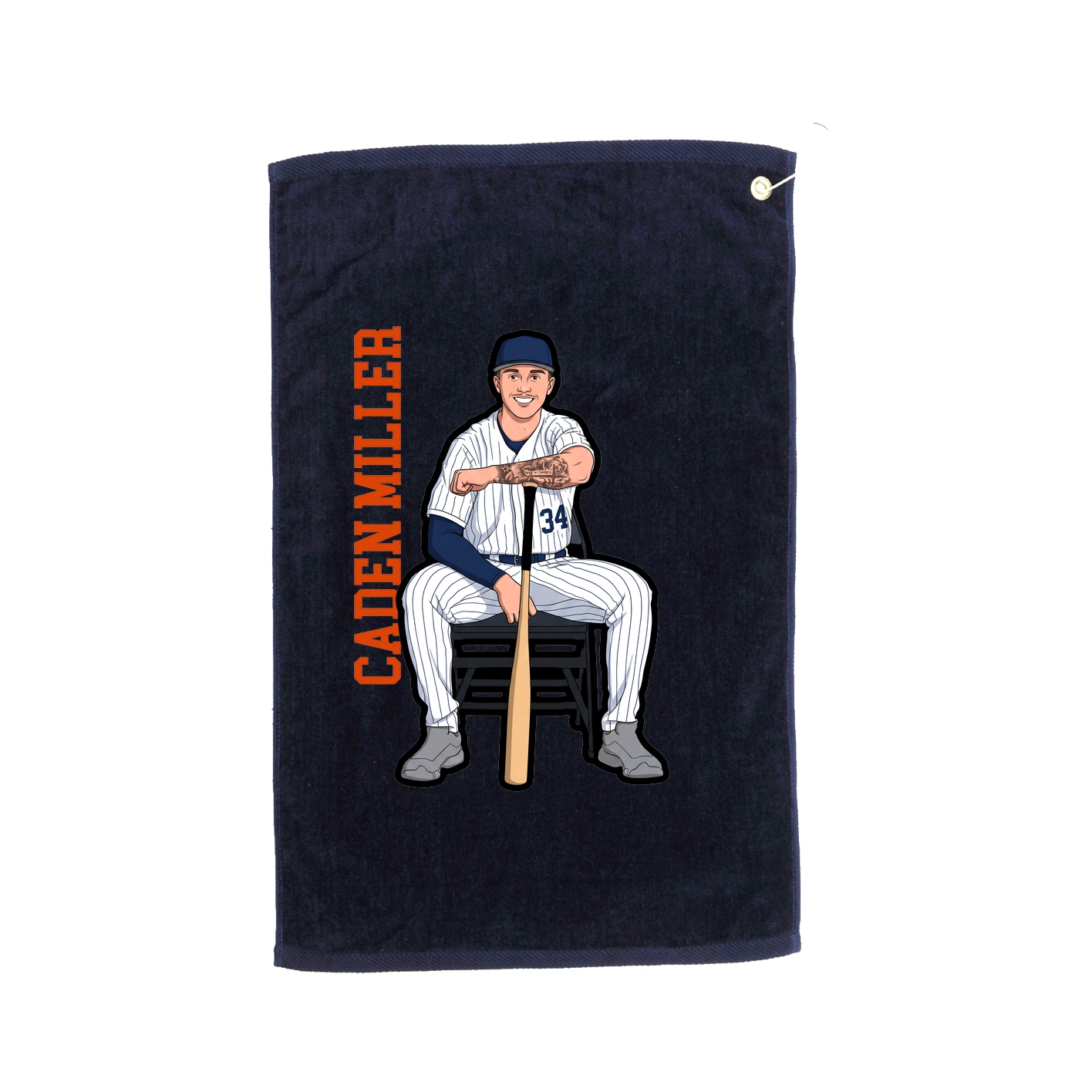 Golf Towel — Name Vertical in Navy