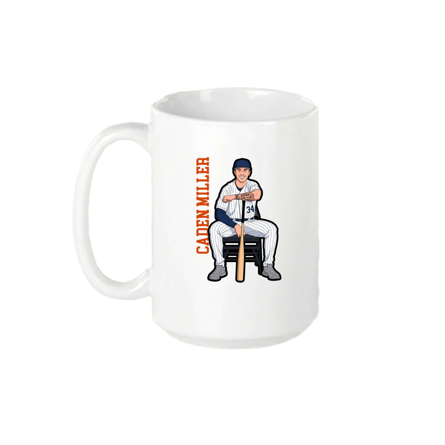 15oz Coffee Mug — Name Vertical in White