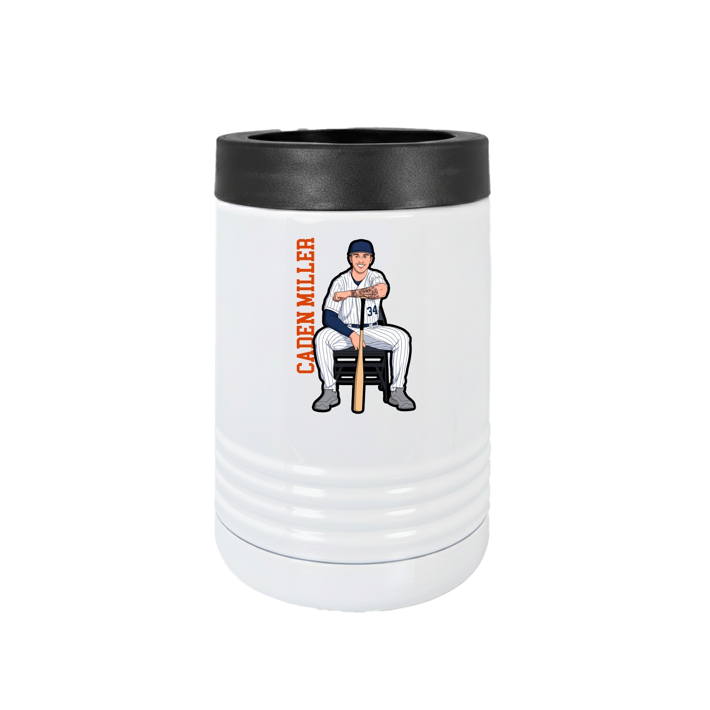 Beverage Holder — Name Vertical in White