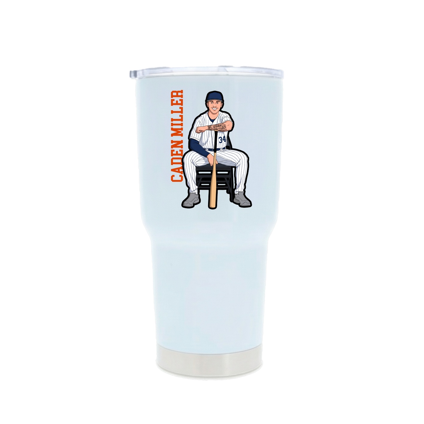 30oz Stainless Steel Tumbler — Name Vertical in White