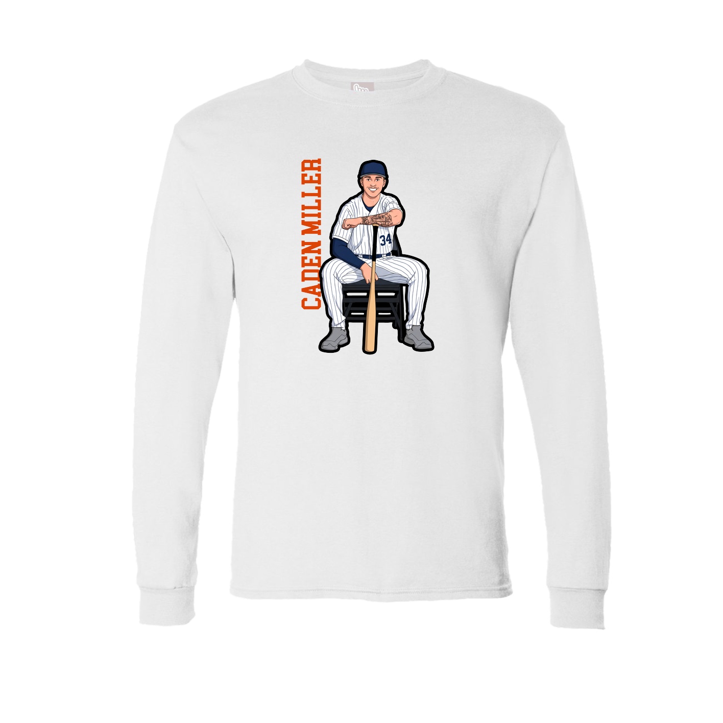 Long Sleeve Tee — Name Vertical in White