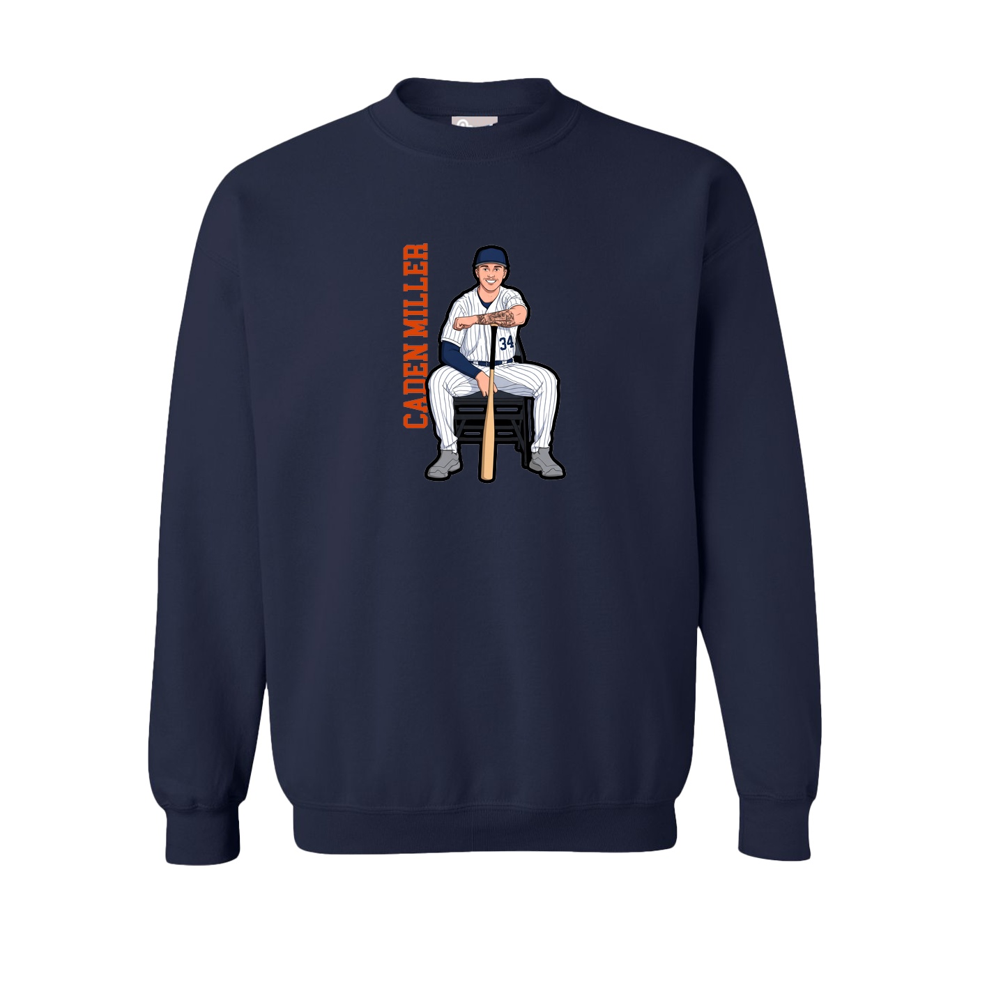 Fleece Crew — Name Vertical in Navy