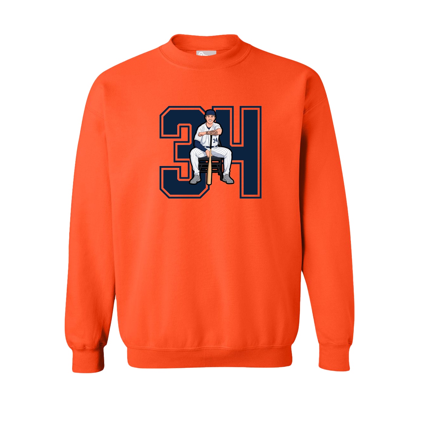 Fleece Crew — Number in Orange