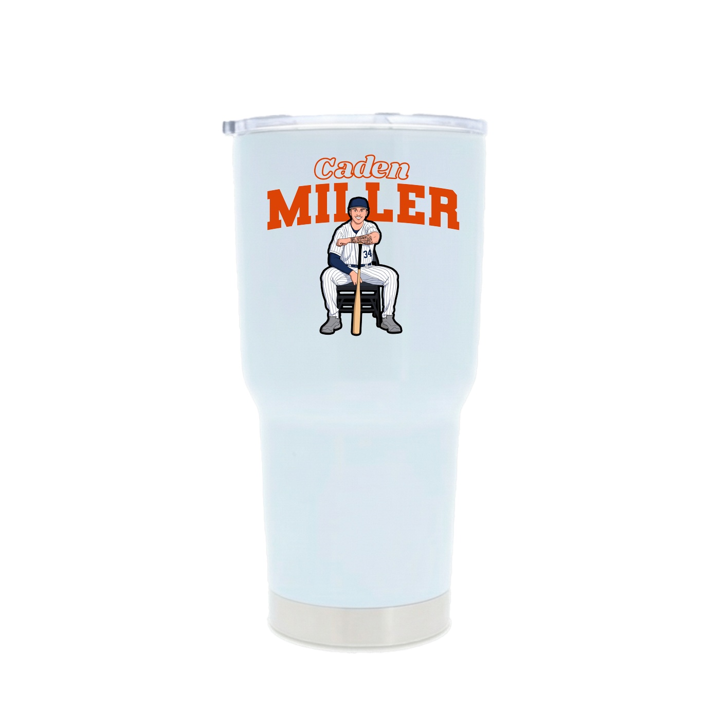 30oz Stainless Steel Tumbler — Name Arch in White