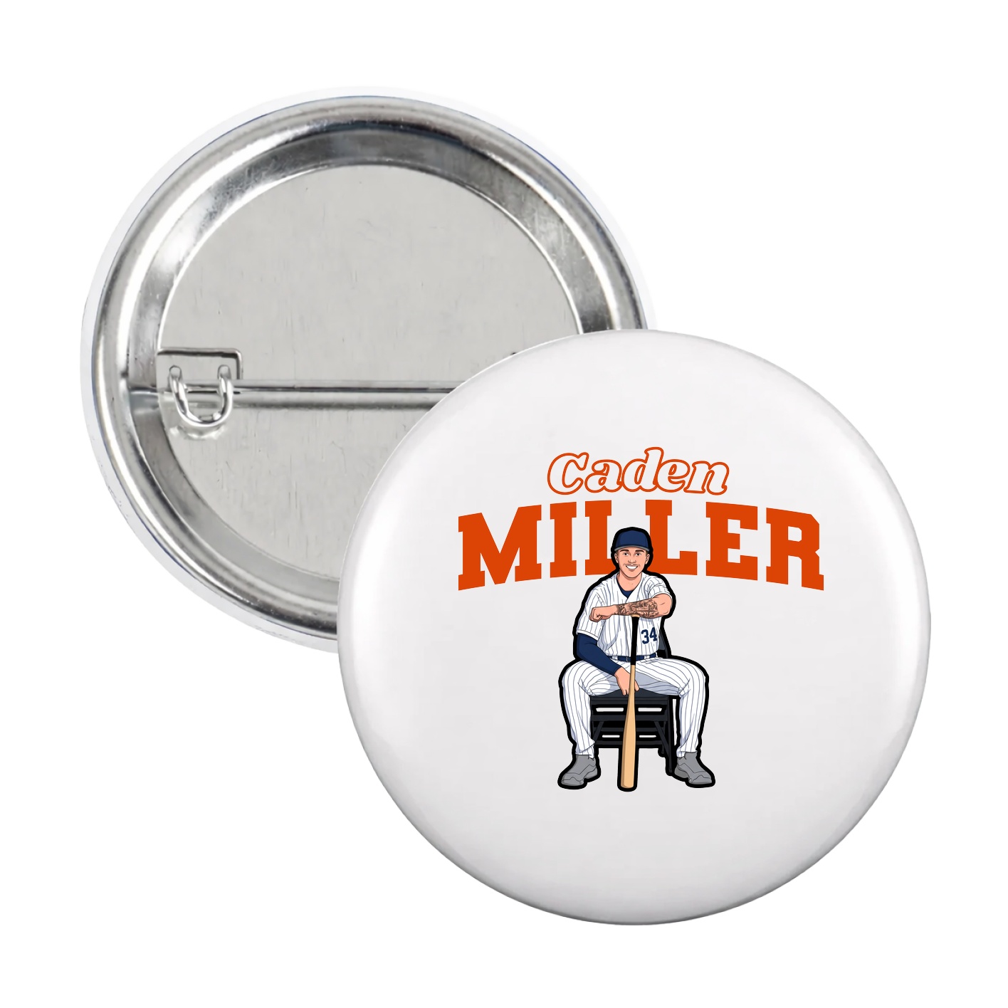 Game Day Button — Name Arch in White