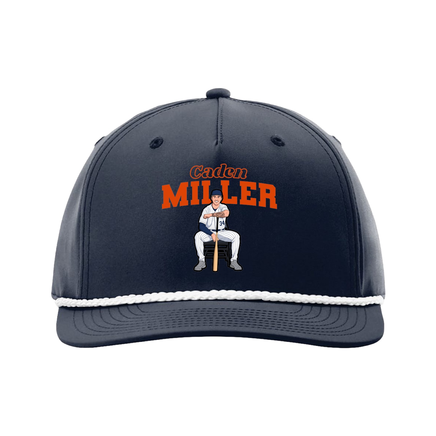 Five-Panel Classic Rope Cap — Name Arch in Navy