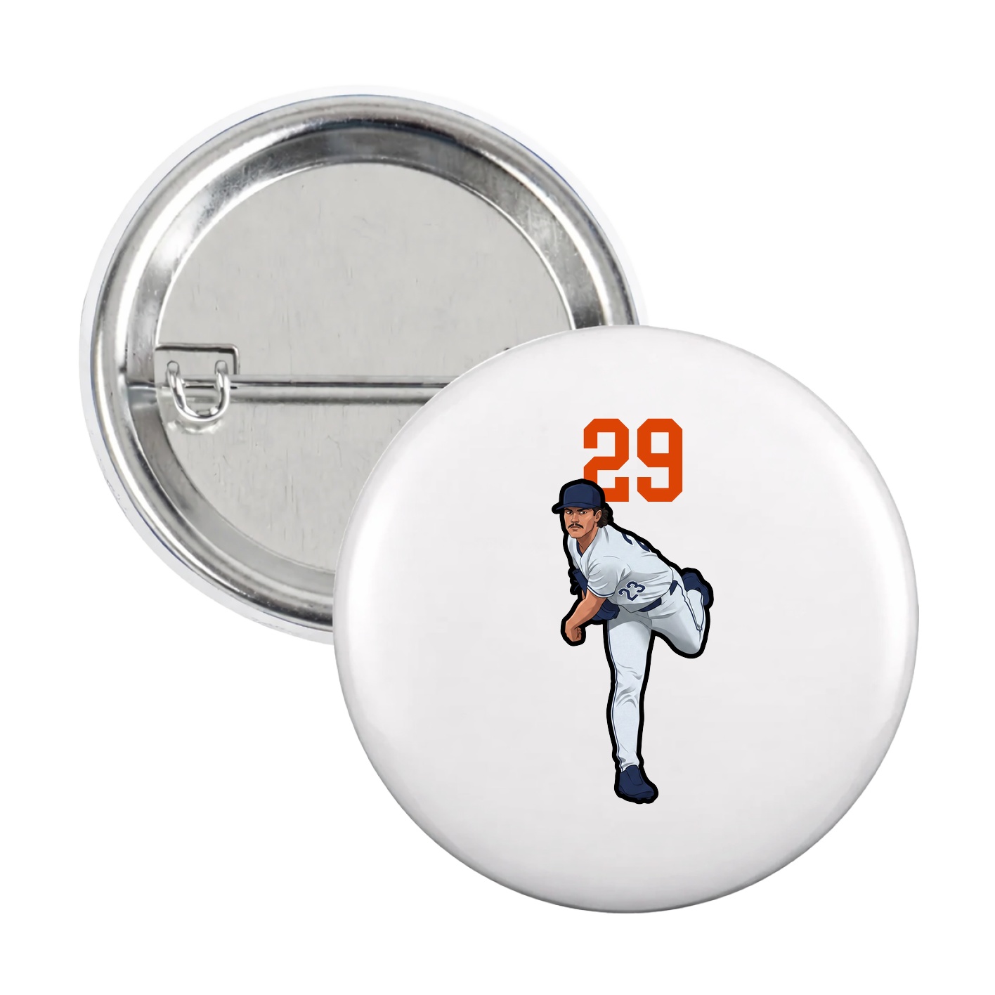 Game Day Button — Number Top in White