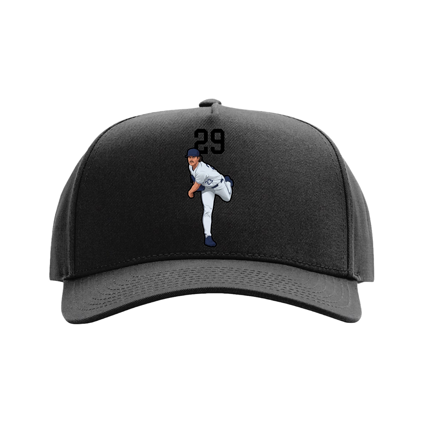 Full Fabric Five-Panel Champ Cap — Number Top in Black