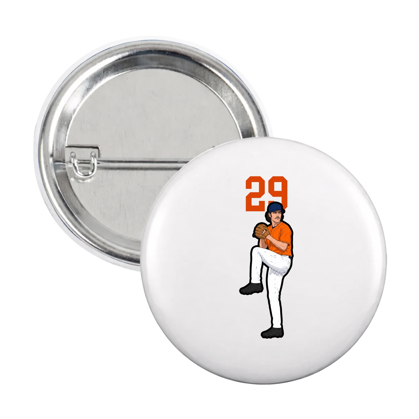 Game Day Button — Number Top in White