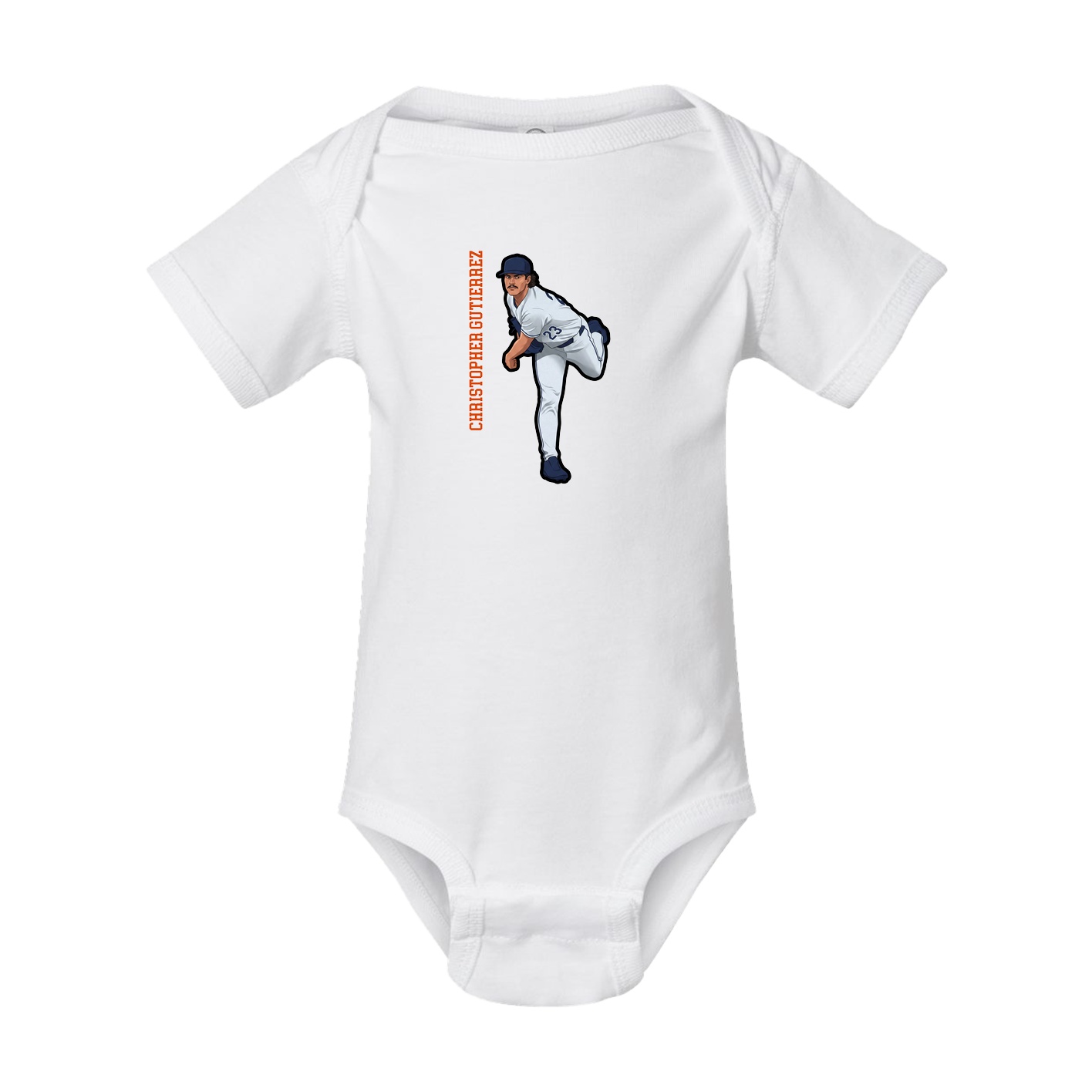 Baby Onesie — Name Vertical in White