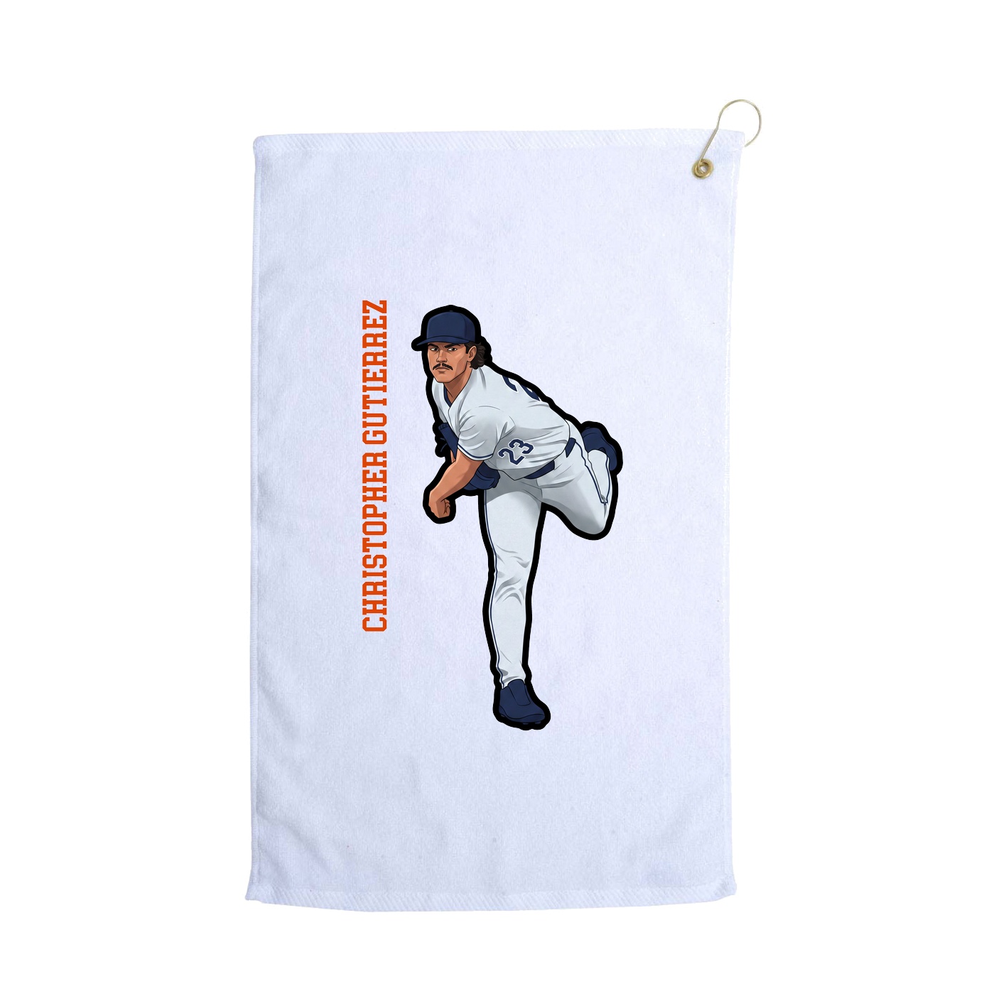 Golf Towel — Name Vertical in White