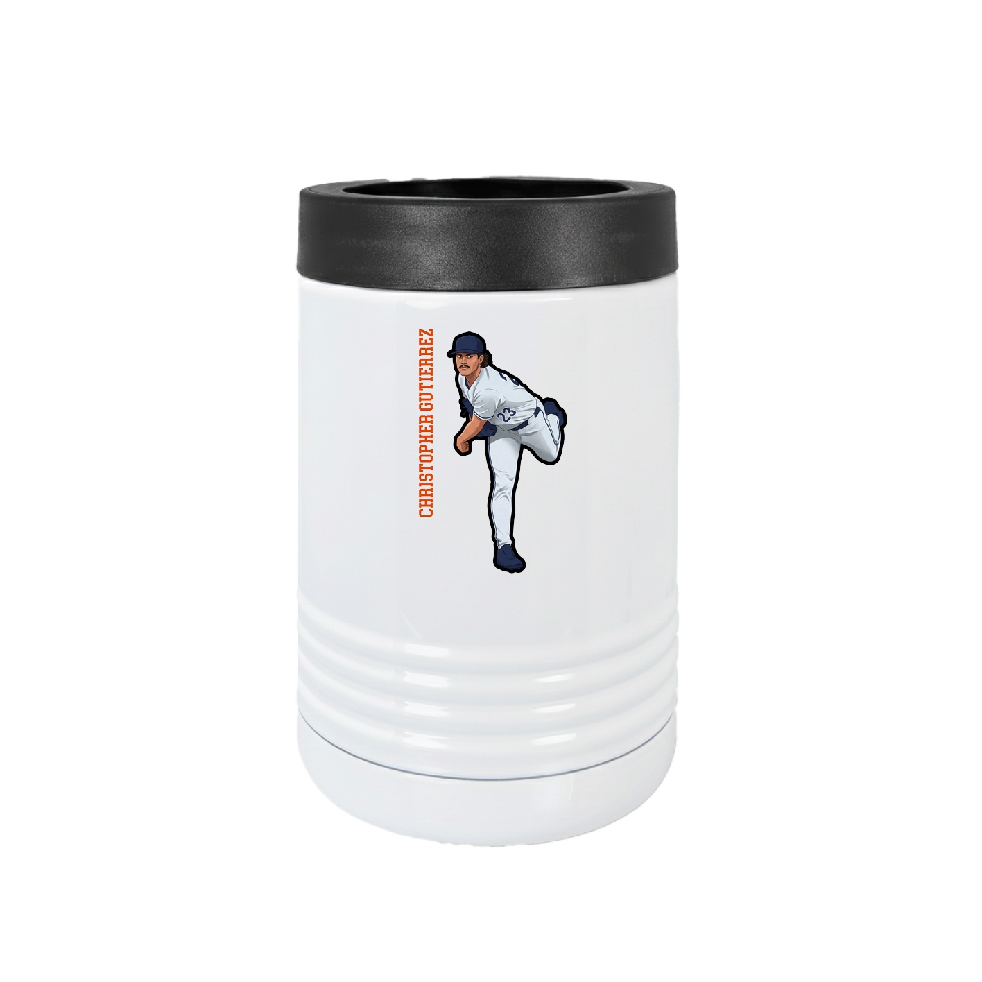 Beverage Holder — Name Vertical in White