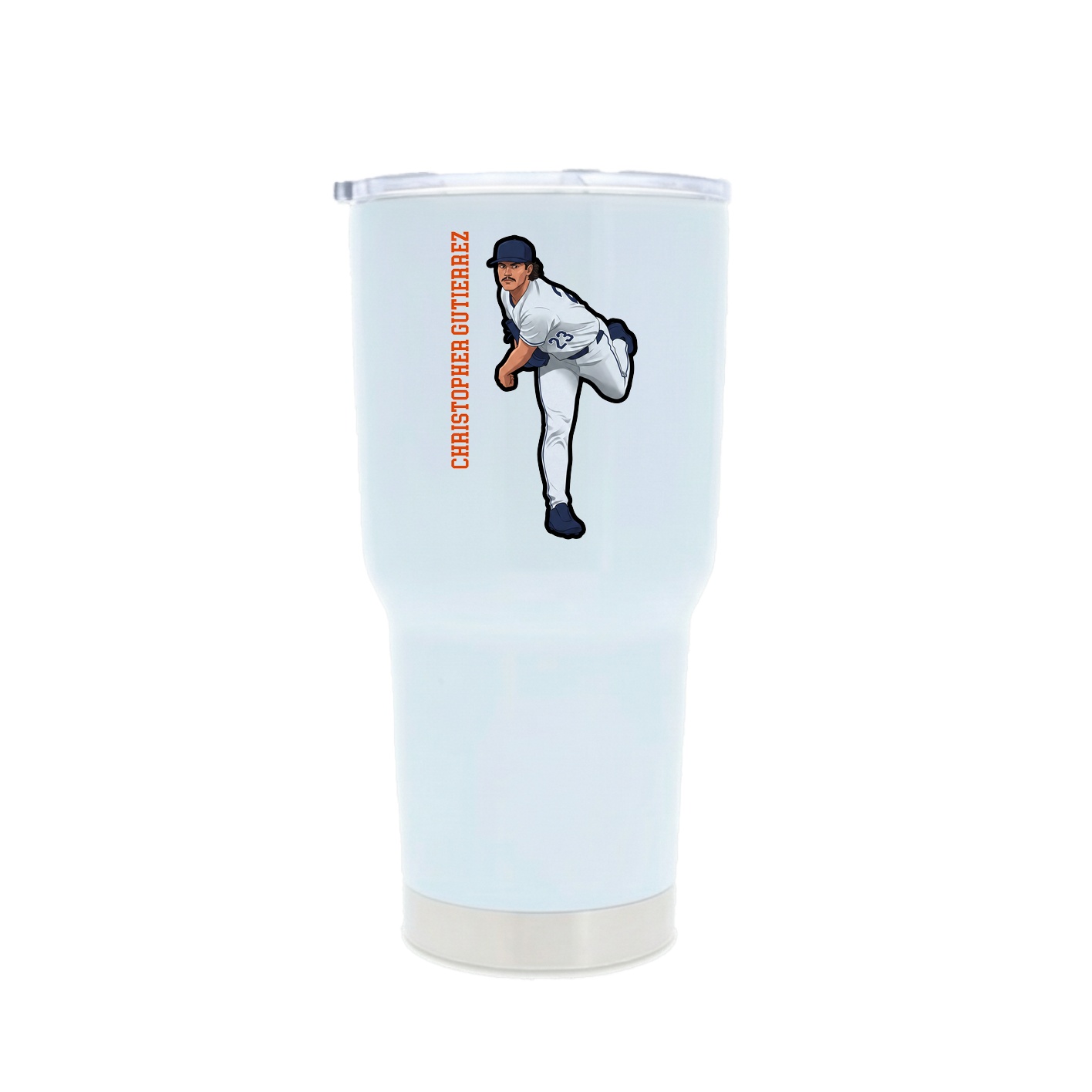 30oz Stainless Steel Tumbler — Name Vertical in White