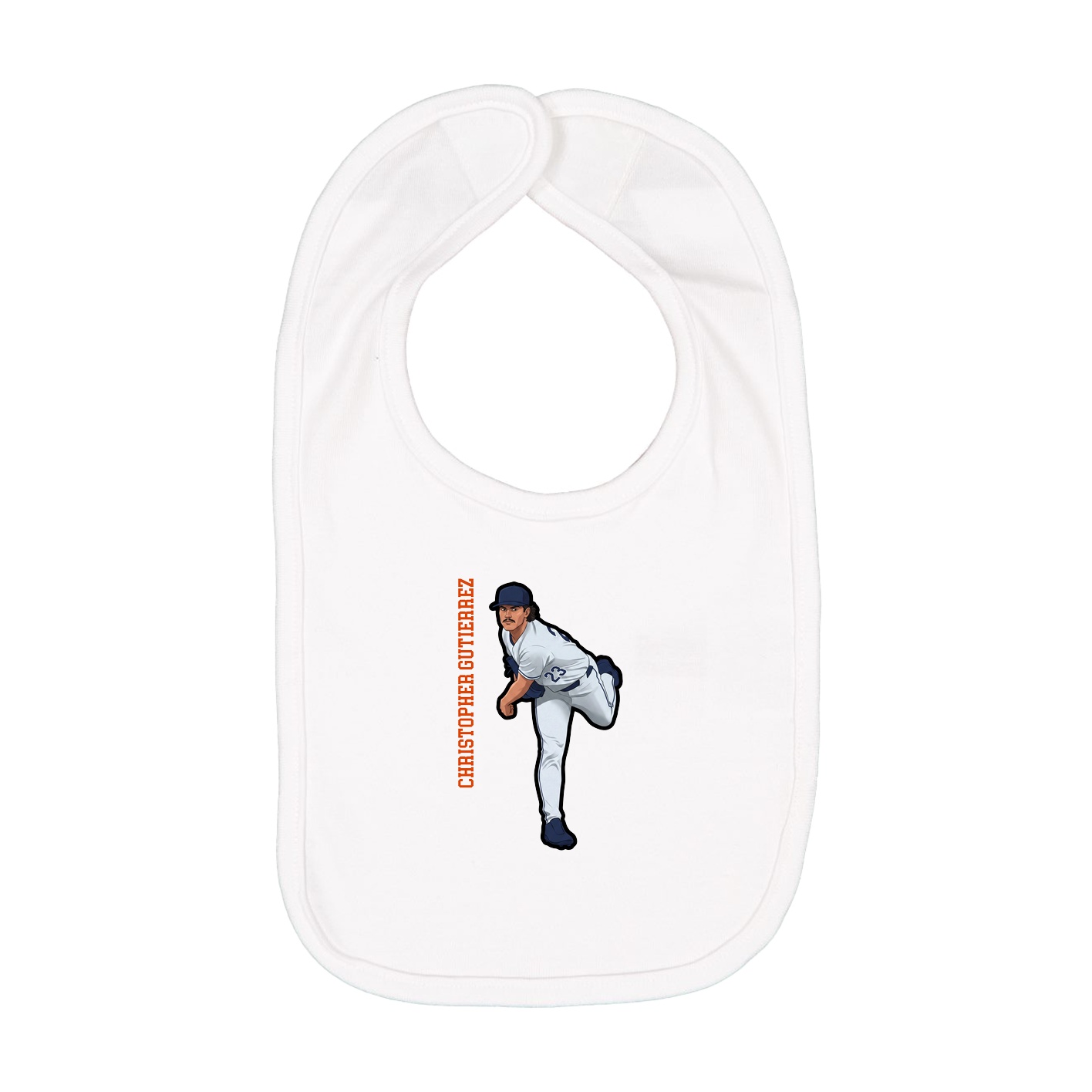 Infant Bib — Name Vertical in White