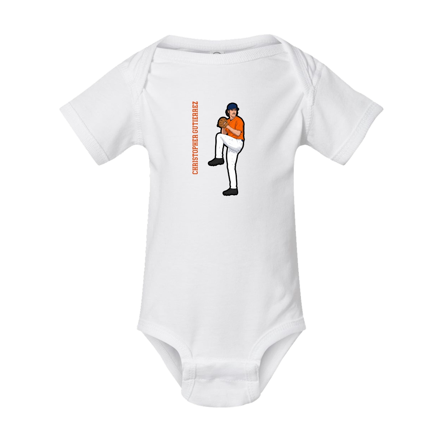 Baby Onesie — Name Vertical in White