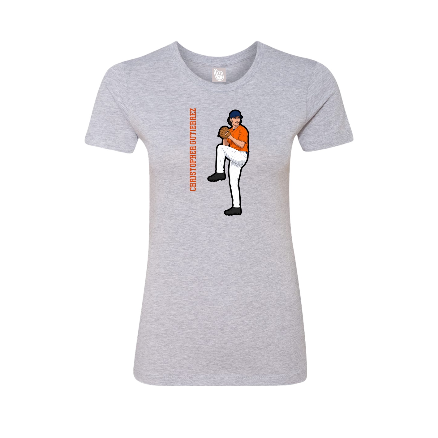 Fitted Women's Tee — Name Vertical in Grey