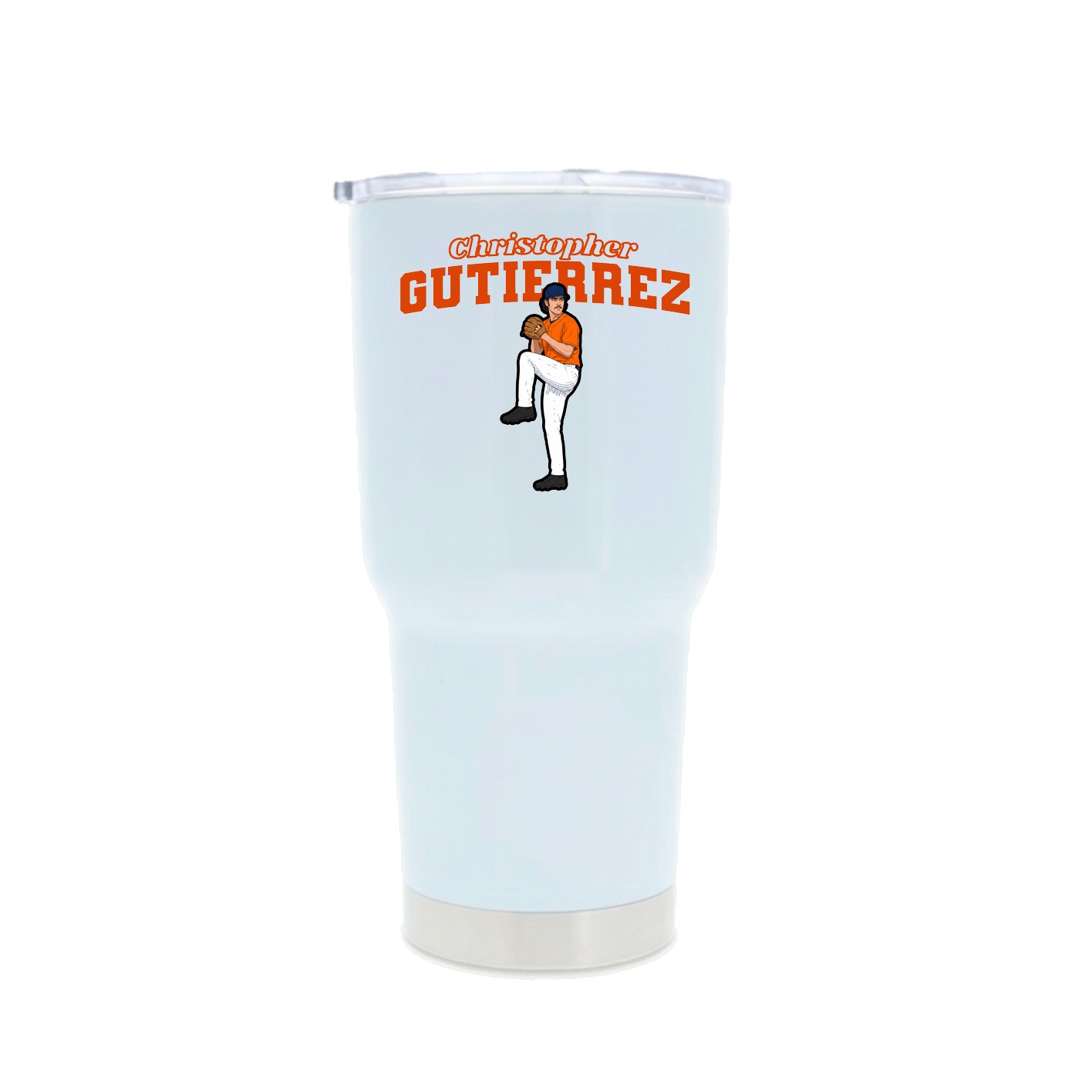 30oz Stainless Steel Tumbler — Name Arch in White