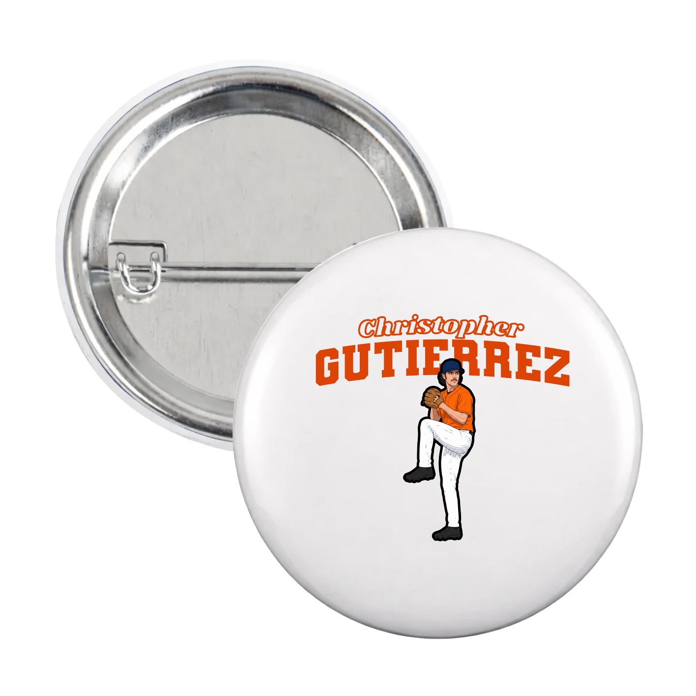 Game Day Button — Name Arch in White