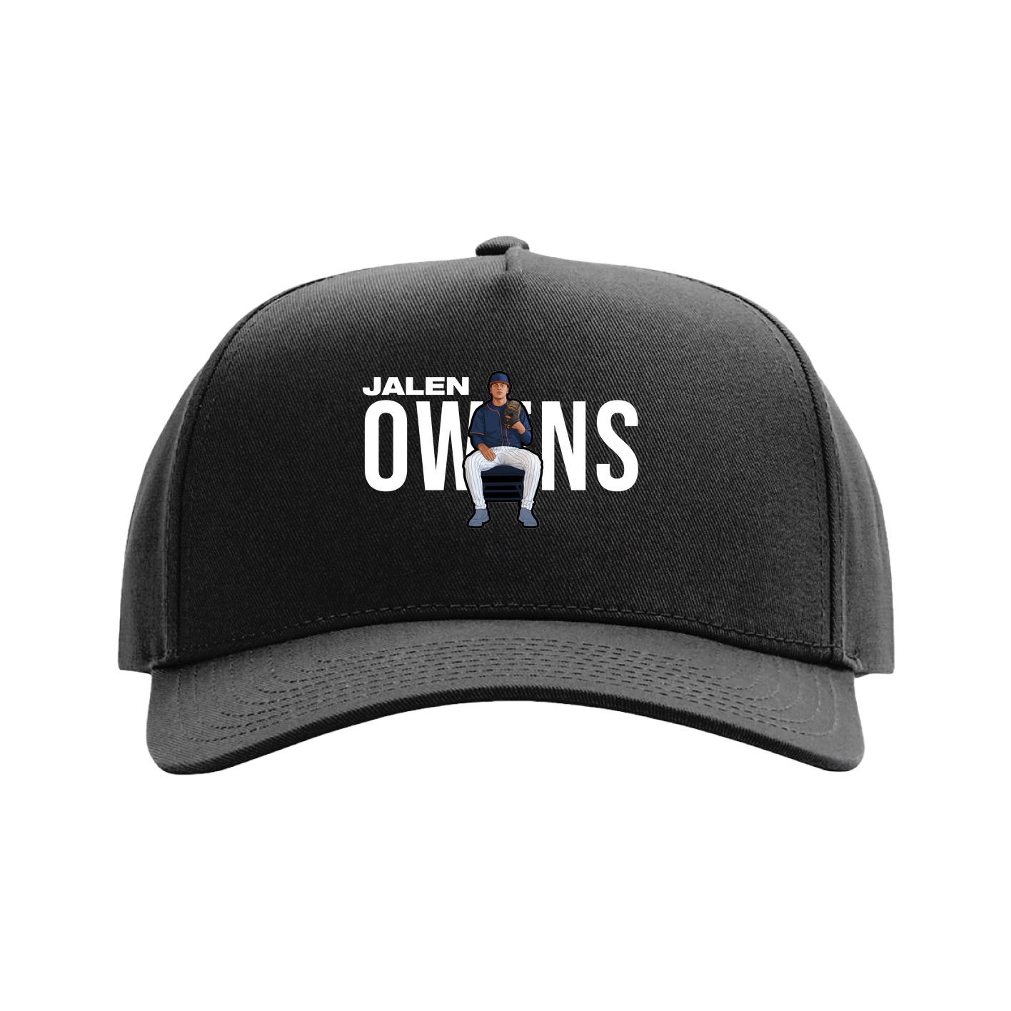 Full Fabric Five-Panel Champ Cap — Player Name in Black