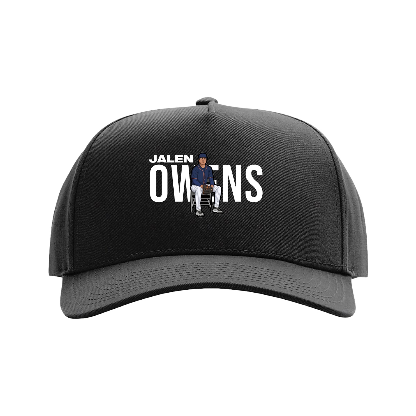 Full Fabric Five-Panel Champ Cap — Player Name in Black