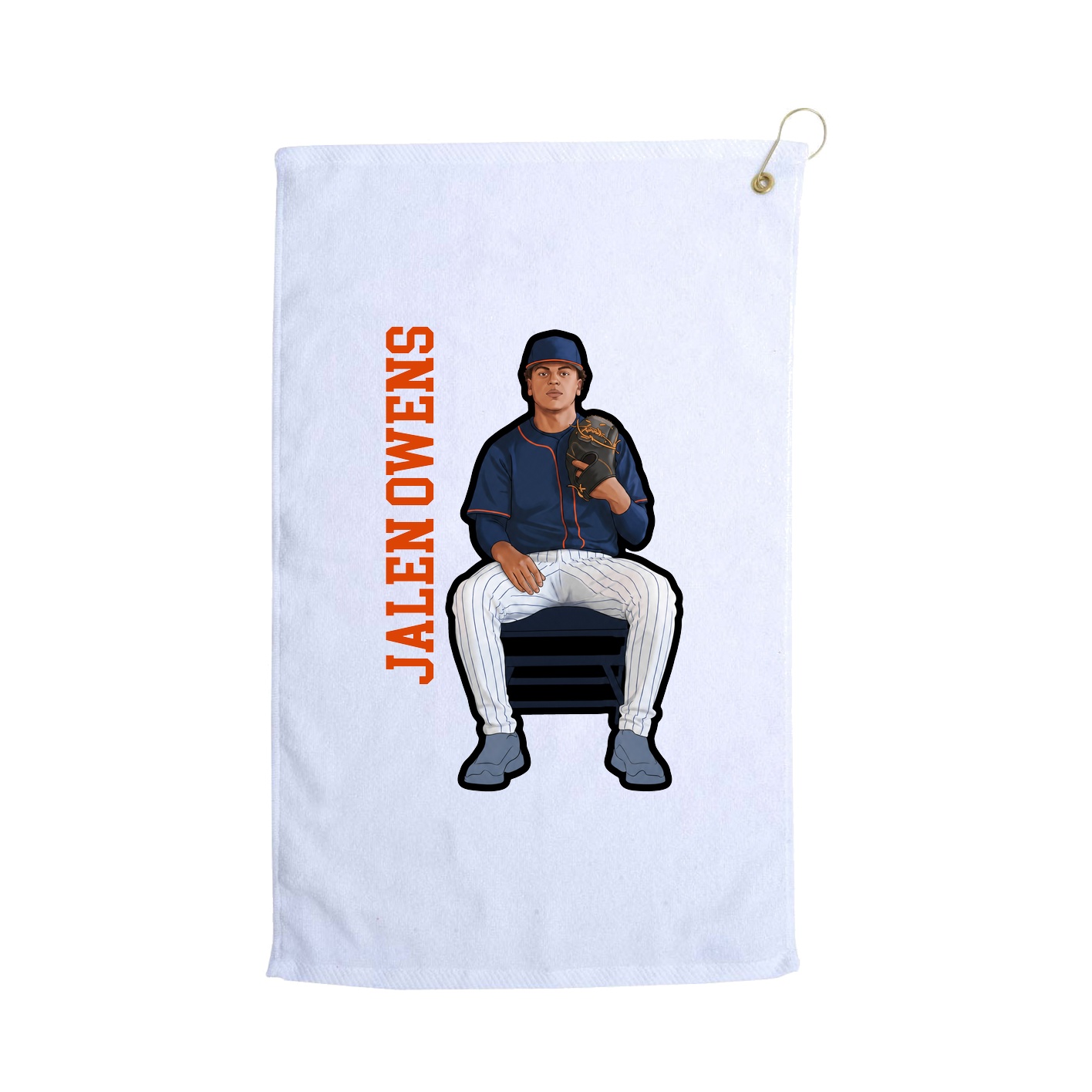 Golf Towel — Name Vertical in White