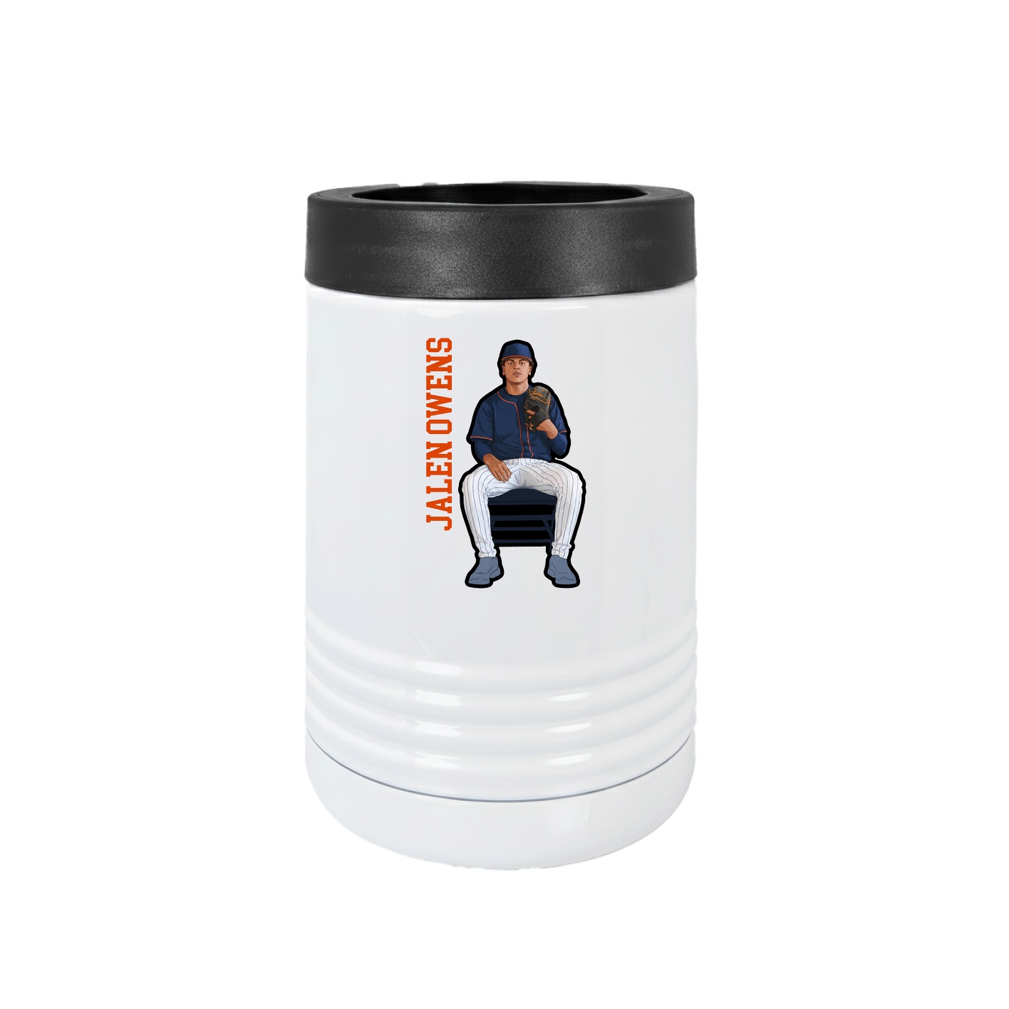Beverage Holder — Name Vertical in White